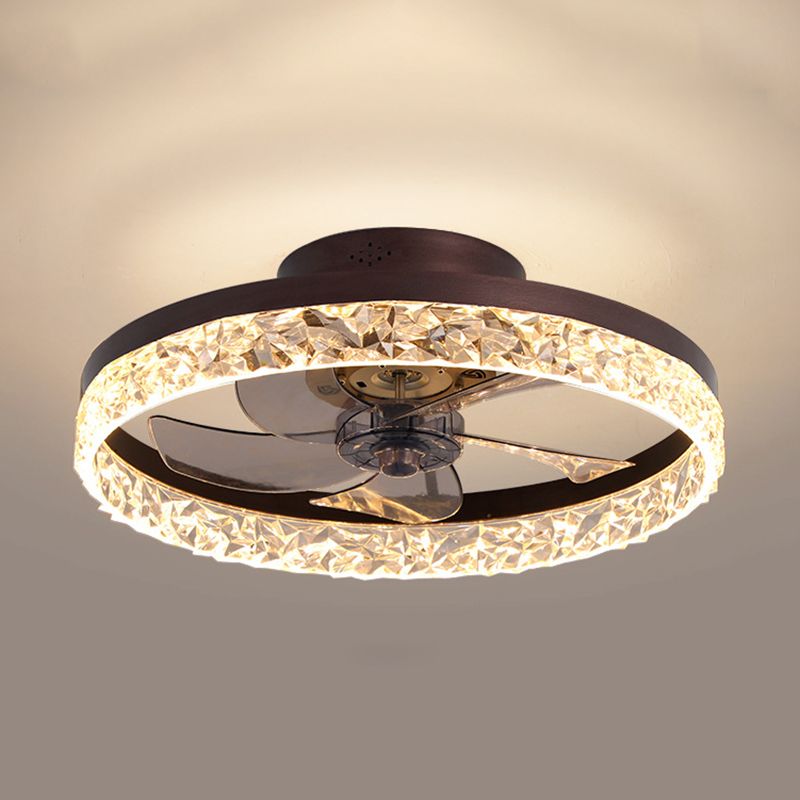 Modern Concise LED Ceiling Light Lacquered Iron Circular Ceiling Fans with Acrylic Shade