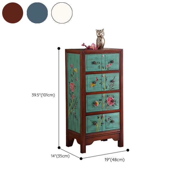 Traditional Wooden Bedroom Storage Chest Vertical Chest with 4 Drawers