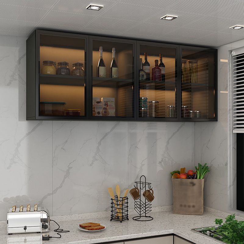 Modern Wall Mounted Display Stand Faux Wood Storage Cabinet for Dining Room