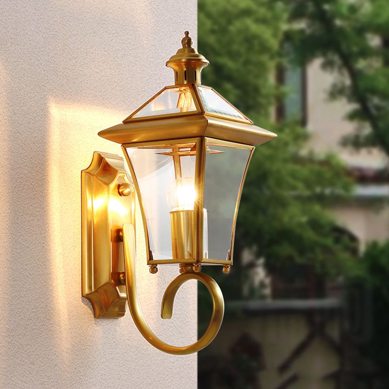 Luce murale in ottone SCONCE Stile vintage Apparecchio di illuminazione da parete ombreggiata in vetro