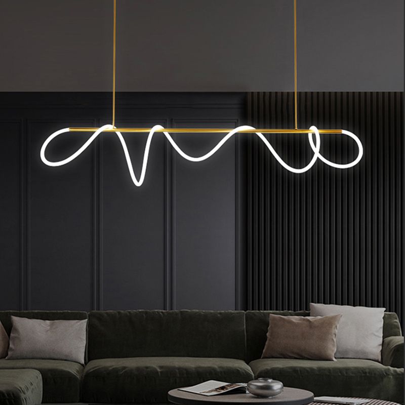 Modern Style Linear Hanging Pendant Light Silica Gel 1 Light Pendant Light Fixture
