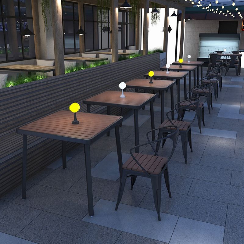 Contemporary Manufactured Wood Patio Table Iron Frame Dining Table