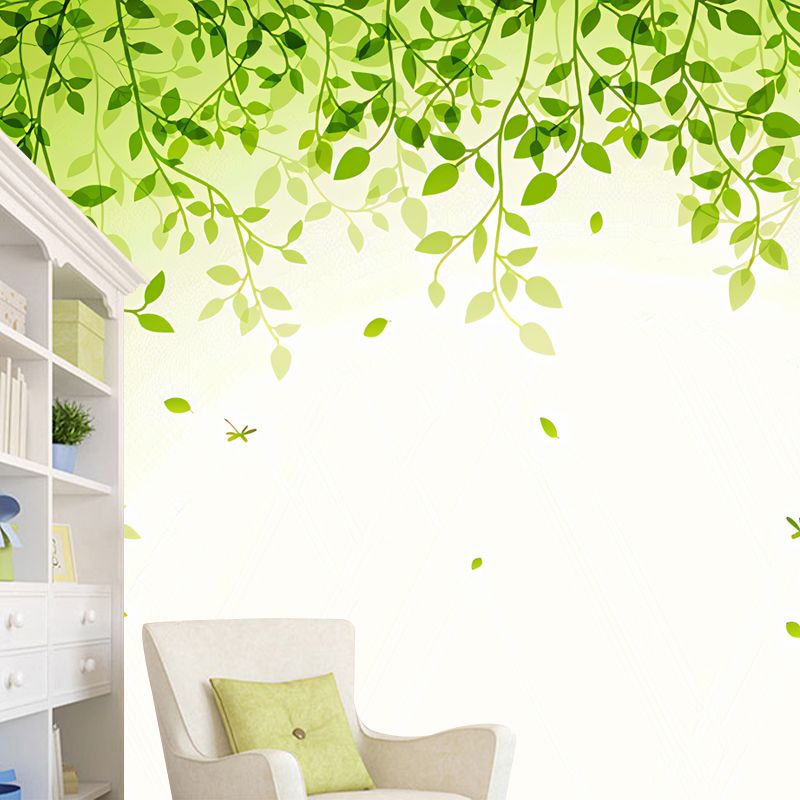Giant Fresh Mural Wall Decor Pastel Green Tiny Leaf Wall Mural, Made to Measure