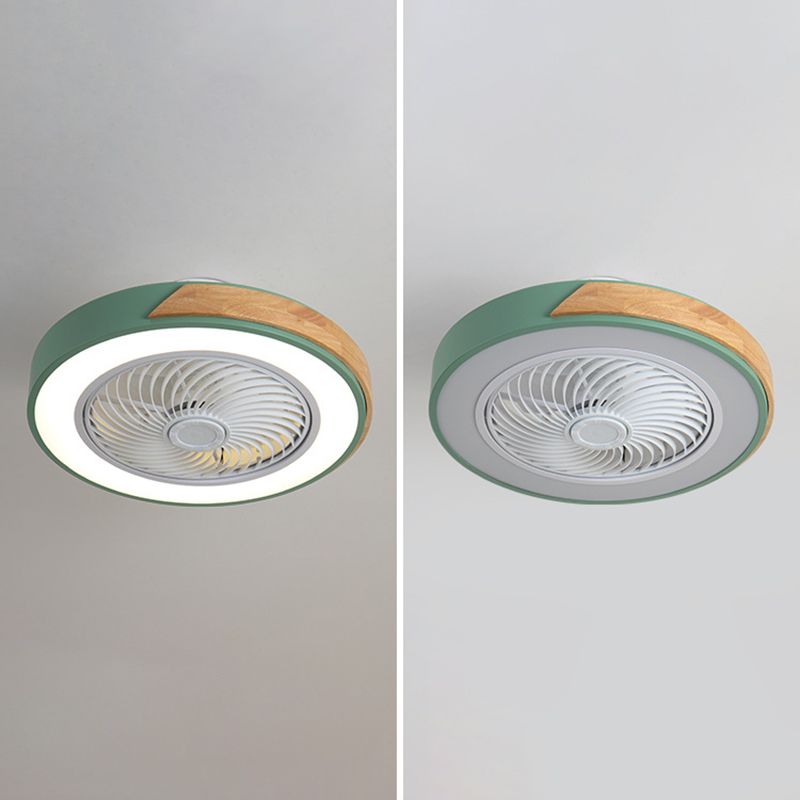 Runde Farbblöcke Deckenventilator Leuchte LED LED Metal Halbmontage Beleuchtung für Schlafzimmer
