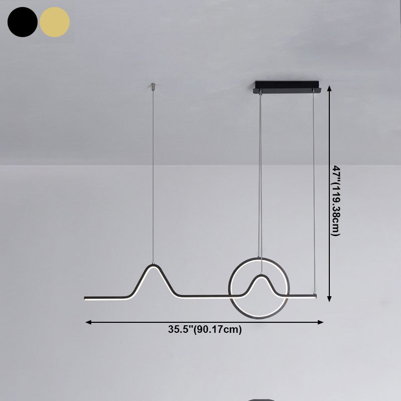 Estilo moderno lineal isla colgante de metal simple luz de metal para restaurante