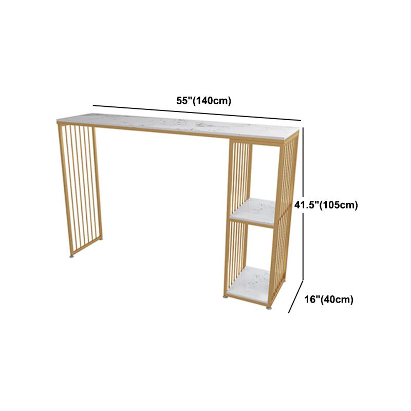 Glam 1/3 Pieces Bar Table Set Rectangle Stone Counter Table with Stools for Balcony