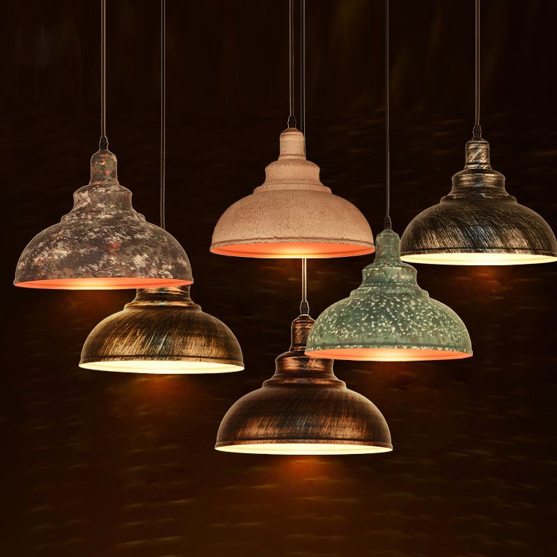 11.8" Wide Dome Hanging Lamp Vintage Industry Style Metal Pendant Light for Bedroom Living Room