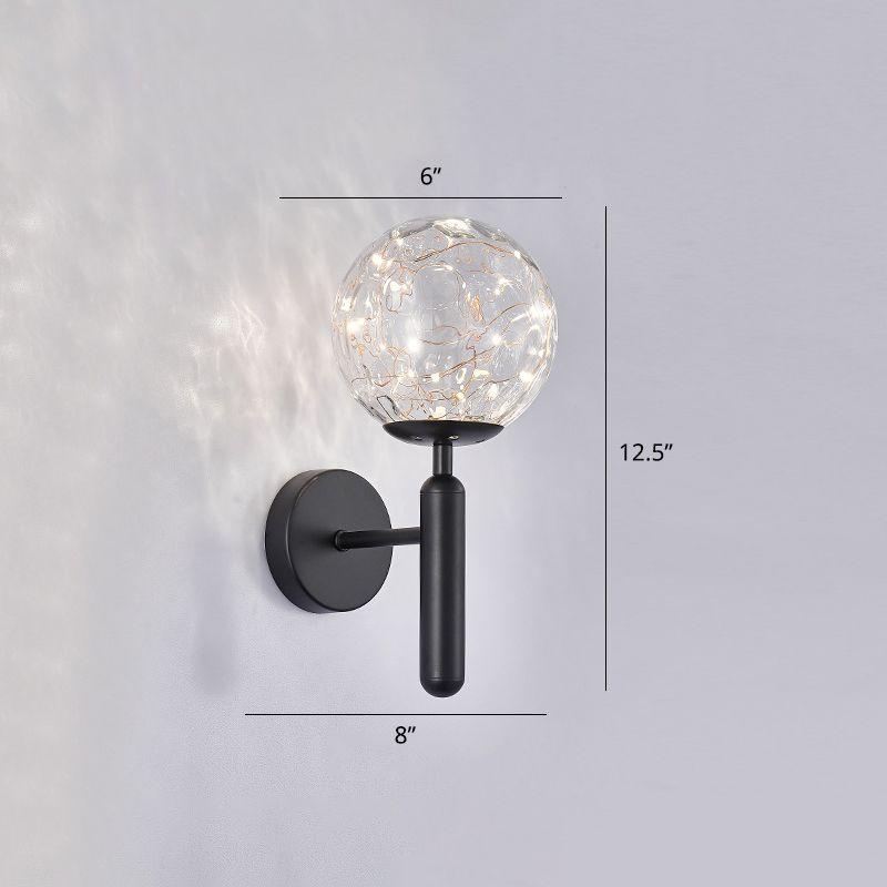Postmodern Wall Sconce Ball LED Starry Wall Lighting with Glass Shade for Bedroom