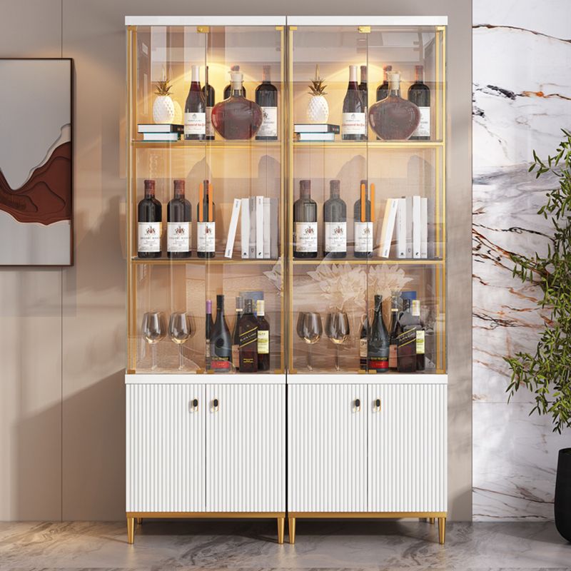 Luxury Stainless Steel Curio Cabinet Black/ White Display Stand with Glass Doors