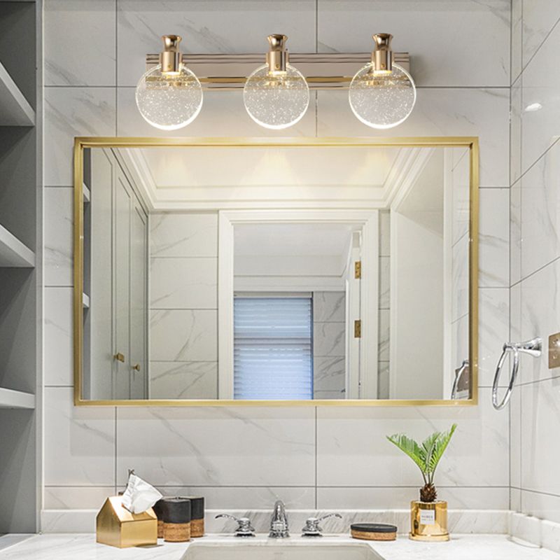 Modern Style Mirror Light Multi-head LED Vanity Light with Crystal for Toilet