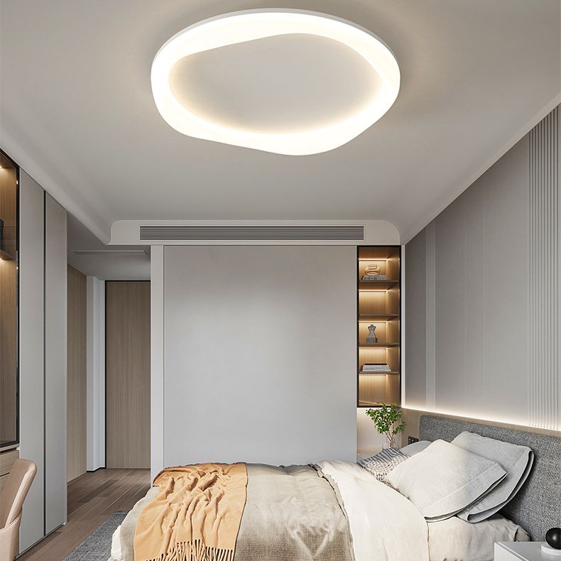 Ring Shape Flush Light Modern Style Metal 1 Light Flush Mount in White