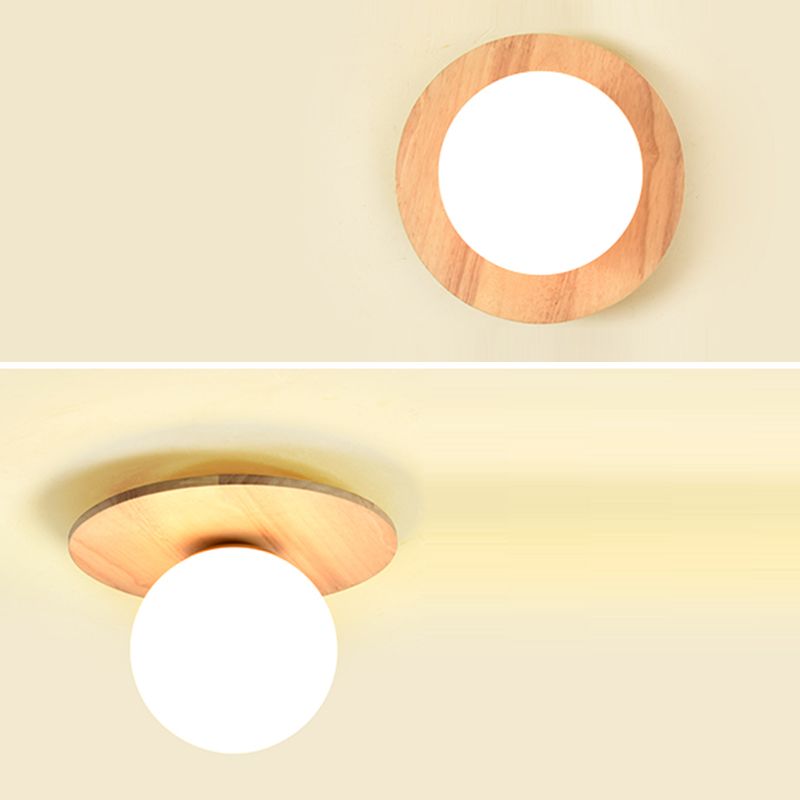 Modern Simple Wooden Ceiling Lamp Ball Shape Shade Ceiling Light for Living Room