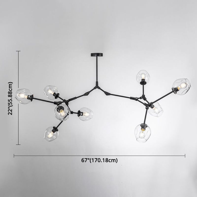 Apparecchi di illuminazione del lampadario ramificati Luce di sospensione in vetro moderno per soggiorno
