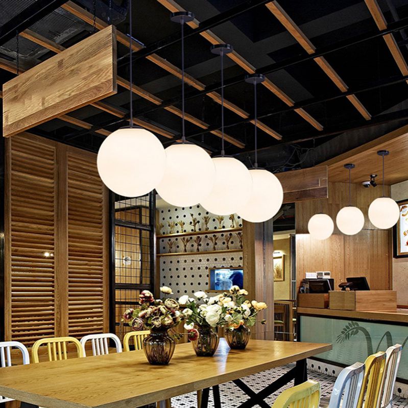 1 Light Ball Hanging Ceiling Light Modern Style Glass Hanging Lamp Kit