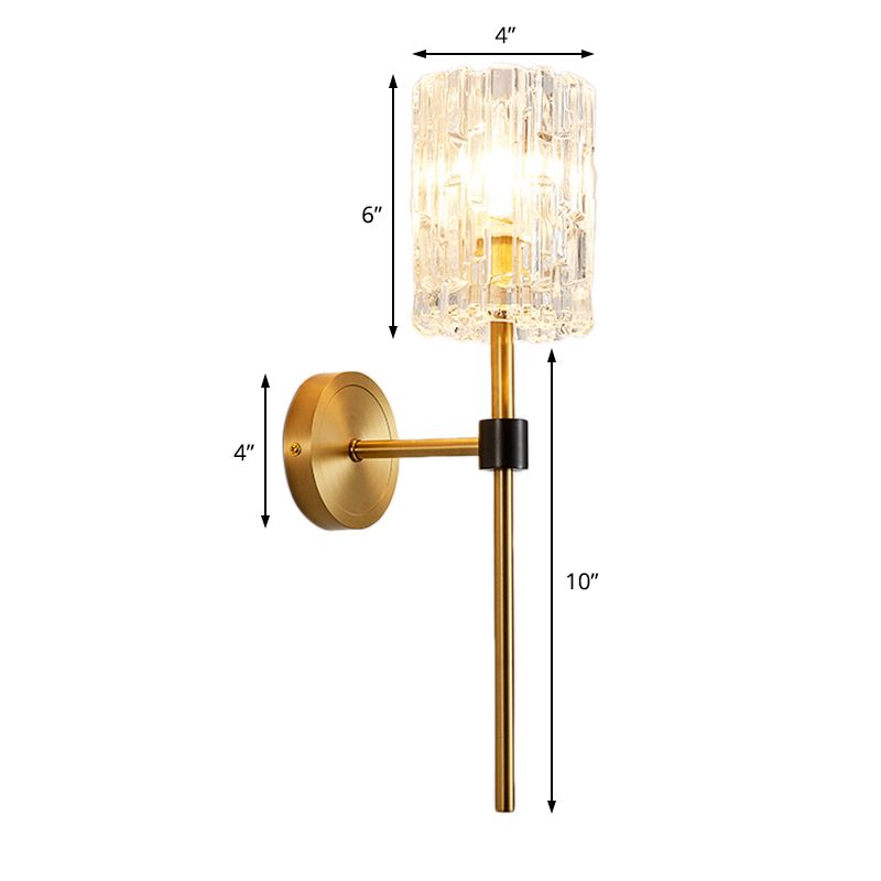 Crystal Cilindrical Wall Sconce Minimalismo 1/2 Luci Brass Sconce Light Segne per soggiorno