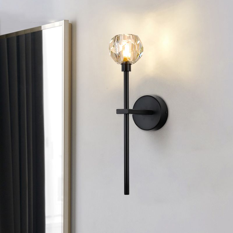 1 Light Wall Sconce Postmodern Style Crystal Wall Lighting for Living Room