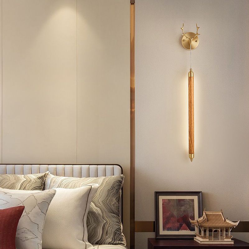 Modernism Wooden Shade Wall Lighting 1-Light Wall Mount Light for Foyer