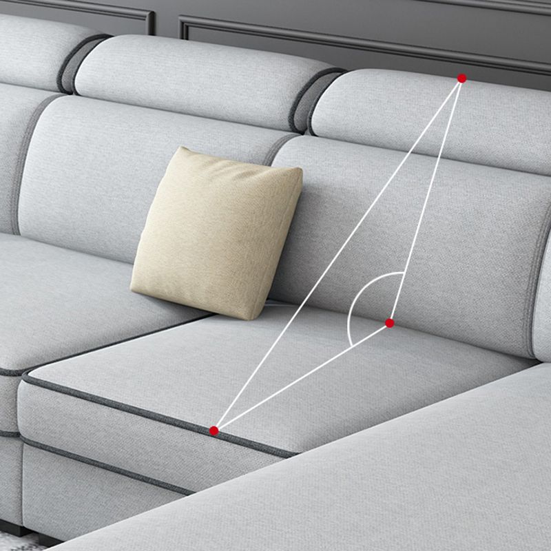 31.49" Tall Sectional Sofa Faux Leather/Linen Modular Sofa with Cushion Back