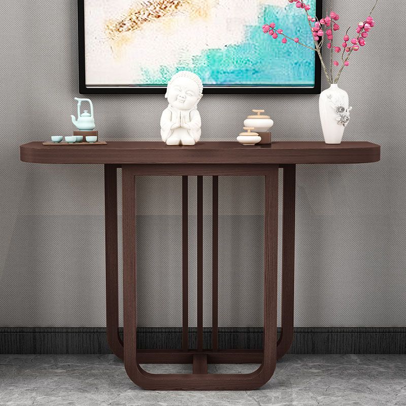 Pine Half Moon Console Table Mid-Century Modern 14" W Accent Table for Hall