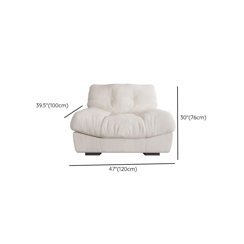 Contemporary White Sofa Faux Leather Armless Sofa with Loose Back