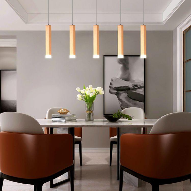 Metall rechteckige Rohranhänger minimalistische LED -LED -Beleuchtung zum Abendessen