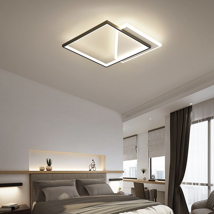 Plafonnier encastré géométrique en métal, LED moderne, proche du plafonnier, noir et blanc