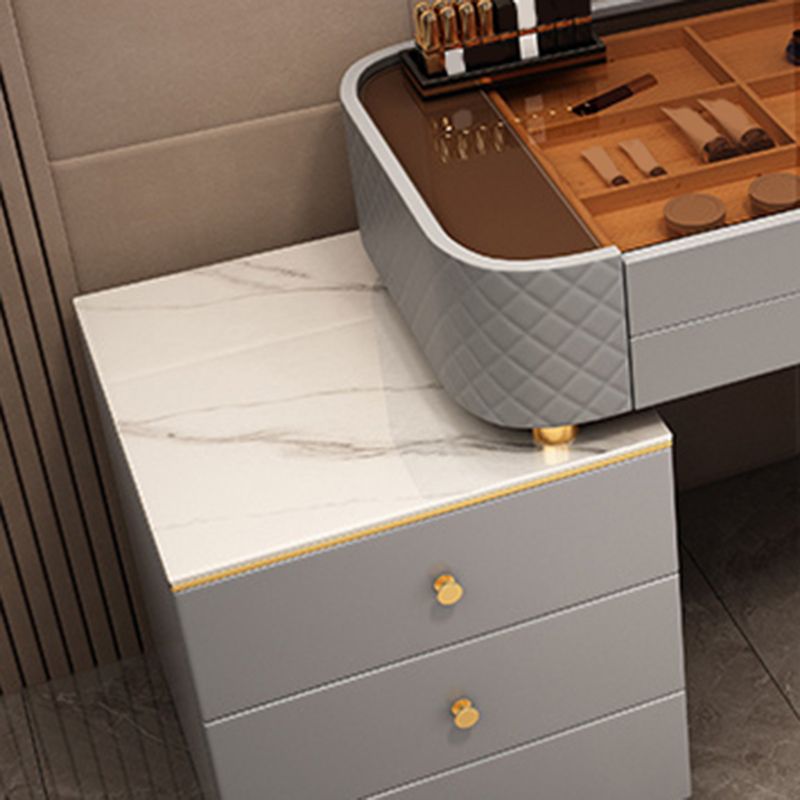 Glass Makeup Counter 15.74" Wide Vanity Tables with 5 Storage Drawers