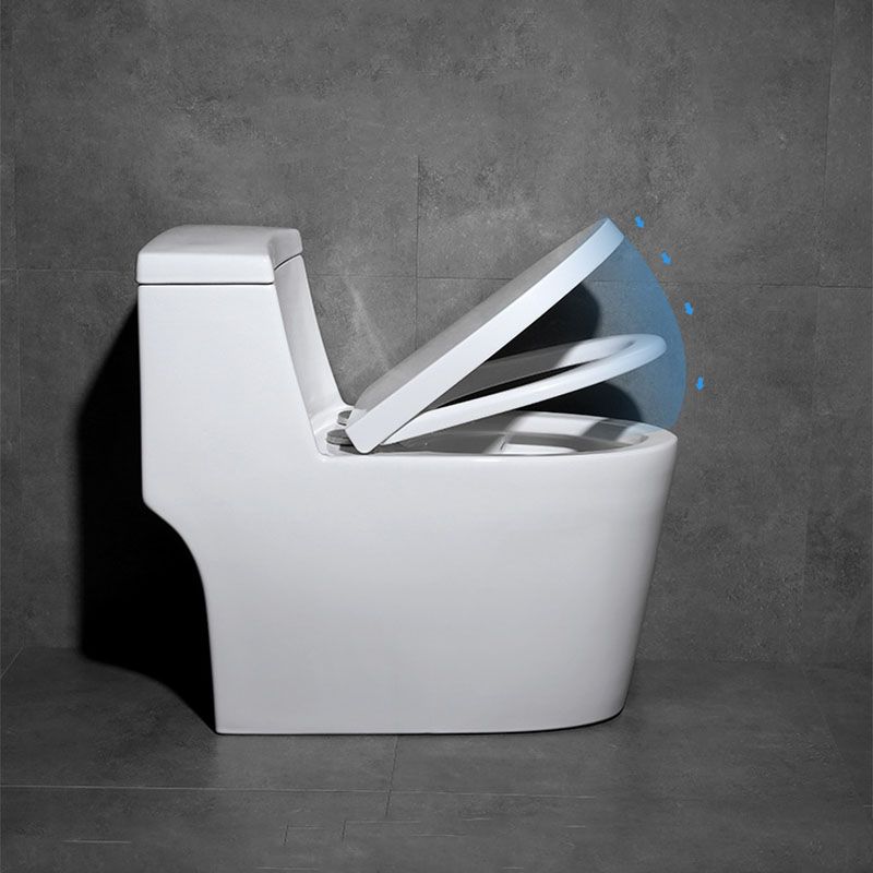 White Ceramic Floor Toilet Elongated One Piece Toilet with Glazed Surface