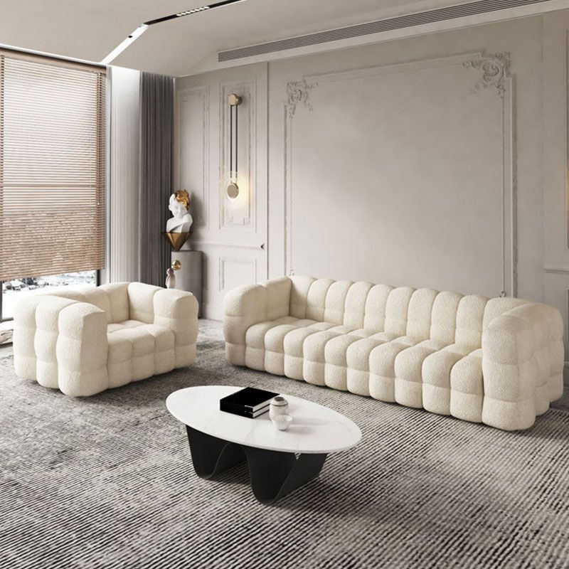 Solid Color Sofa Stationary Modern Square Arm Sofa for Living Room