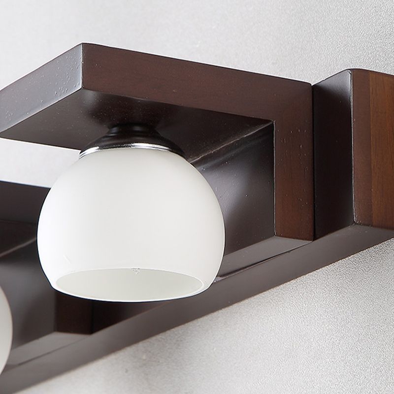 Bowl Shape Wood Vanity Lights Modern Style 2/3 Lights Vanity Light Fixtures in Brown