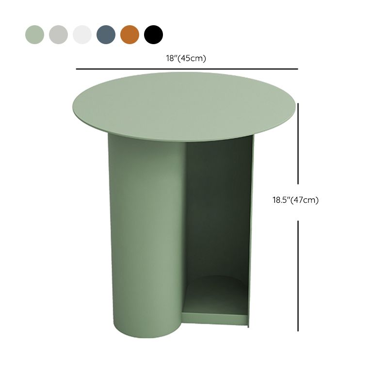 Dia 17.7" Metal Side Table Mid-Century Modern Pedestal End Table with Storage