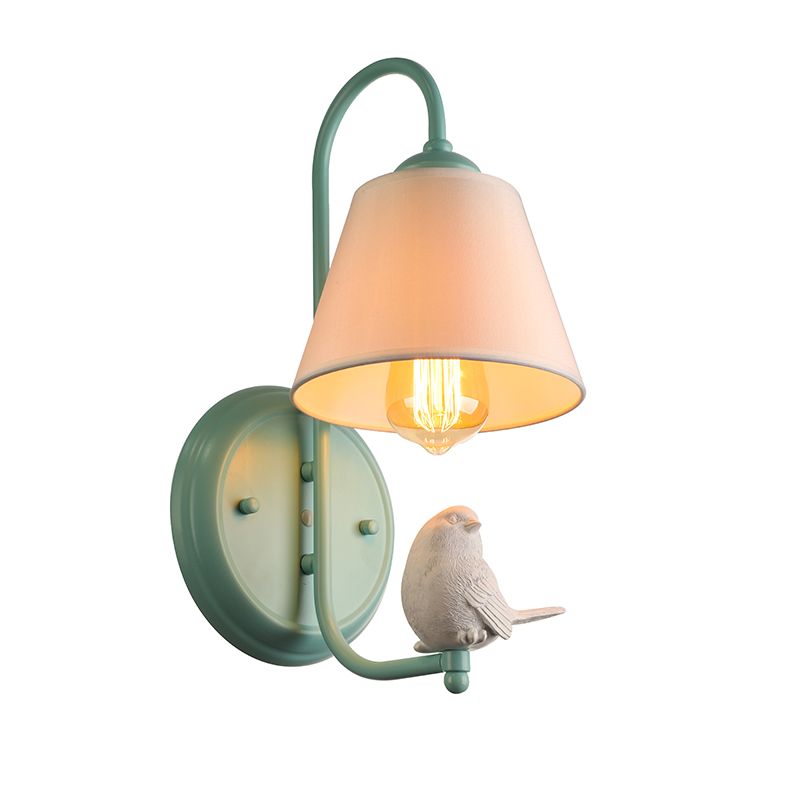 Tapered Shade Wall Light with Pigeon Deco 1 Head Metal Modern Style Sconce Light
