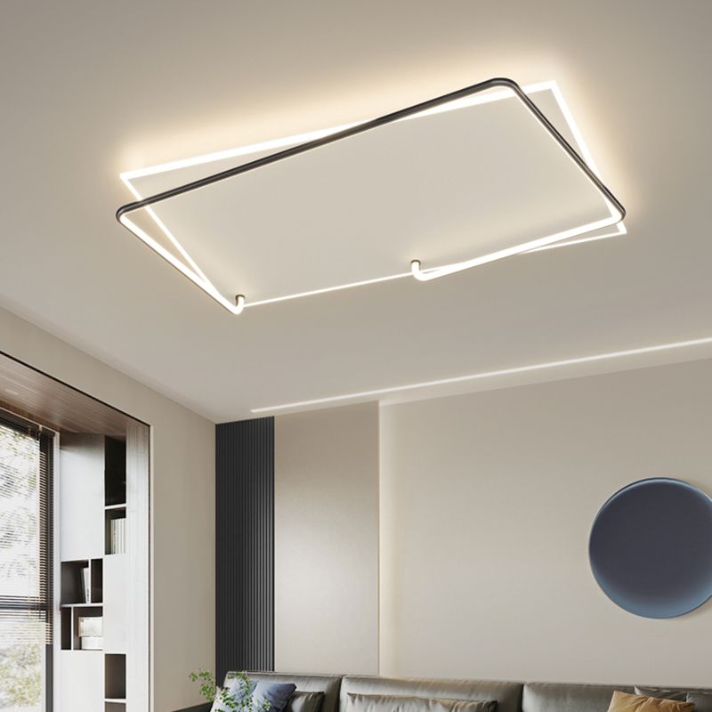 Rechteckige Minimalismus-LED-Unterputz-Deckenleuchte aus Aluminium für das Wohnzimmer
