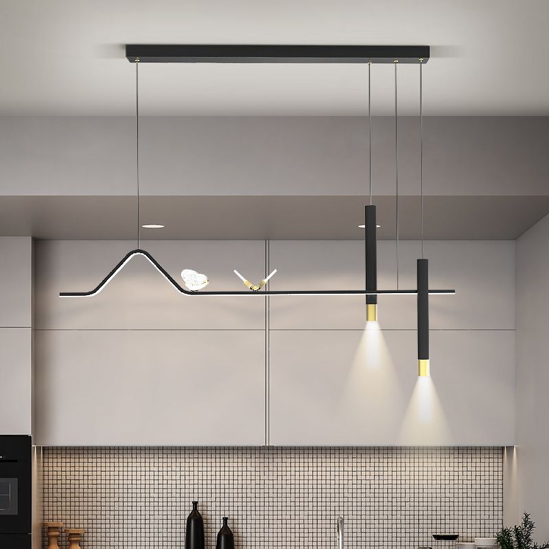 Zeitgenössischer Stil linearer Form Island Lights Metal Island Lighting