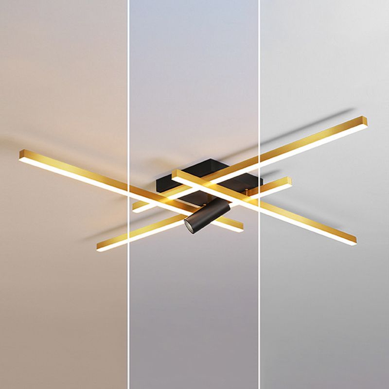 Modern Gold Semi Flush Ceiling Spotlight LED Track Light Fixture for Dinning Room