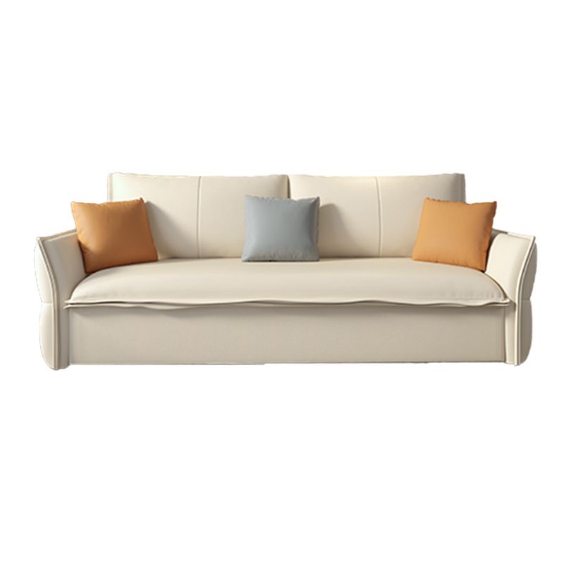 Convertible Faux Leather Sofa Bed Contemporary Flared Arms Sofa Bed in White