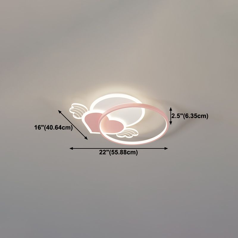 Metal de forma redonda Flush Montaje Luz para niños Estilo de 5 luces Luz de techo de montaje en rasgadura en rosa