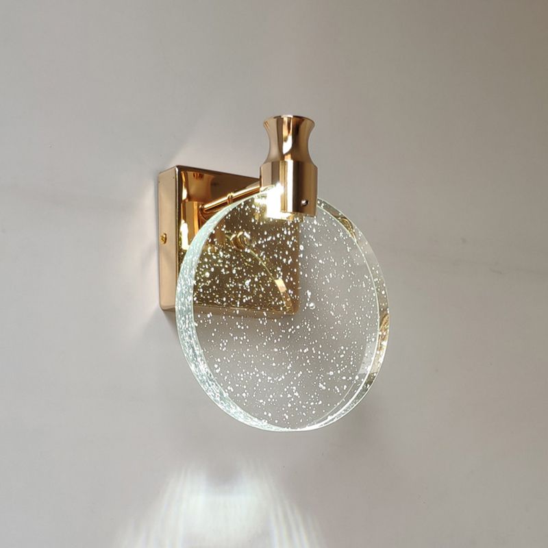 1 Light Round Vanity Wall Lights Modern Style Crystal Vanity Wall Sconce