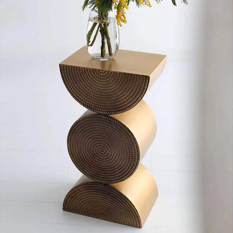 Unique Shape Side End Table Rustic Style 13.8" W x 9.8" D x 26" H in Brown