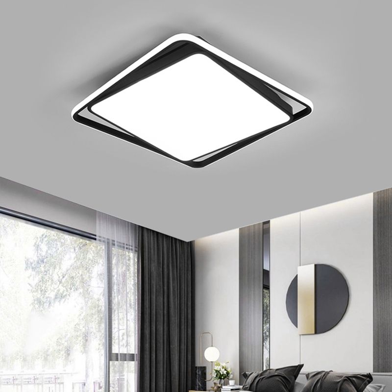 Square Led Surface Mount Ceiling Light Nordic Acryl Schwarz Flushmount Light for Bedroom
