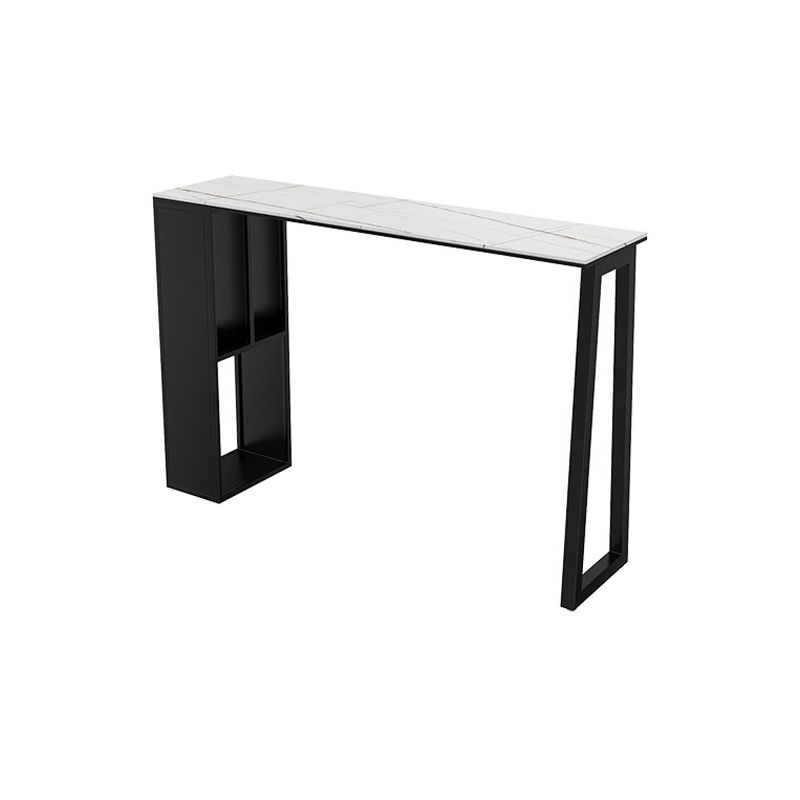 Modern Rectangle Metal Pub Table Double Pedestal Bar Height Cocktail Table