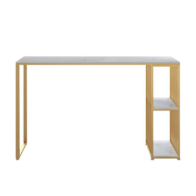 1/3 Pieces Glam Iron Bar Table Set White Rectangle Faux Marble Top Bistro Set with Shelf