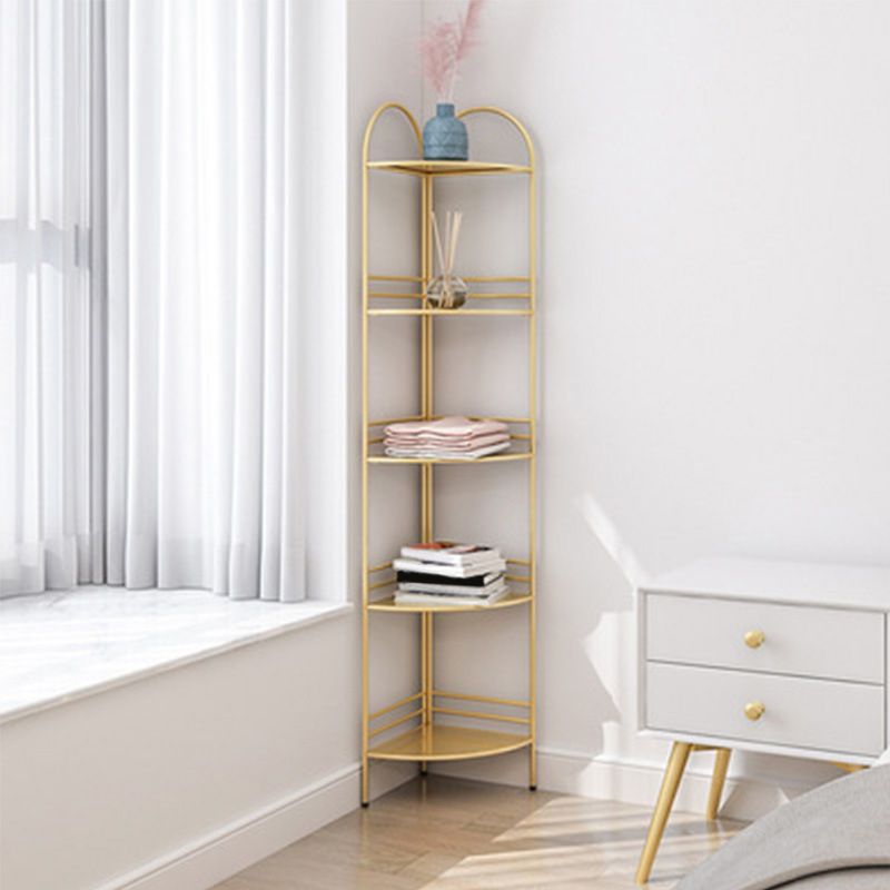 Modern Bookcase Corner Metal Open Back Shelf Bookcase with Shelves for Living Room