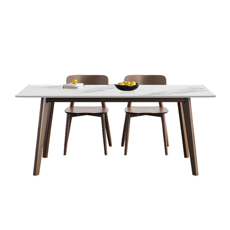 Rectangle Industrial Dining Table White Fixed Table with Sintered Stone