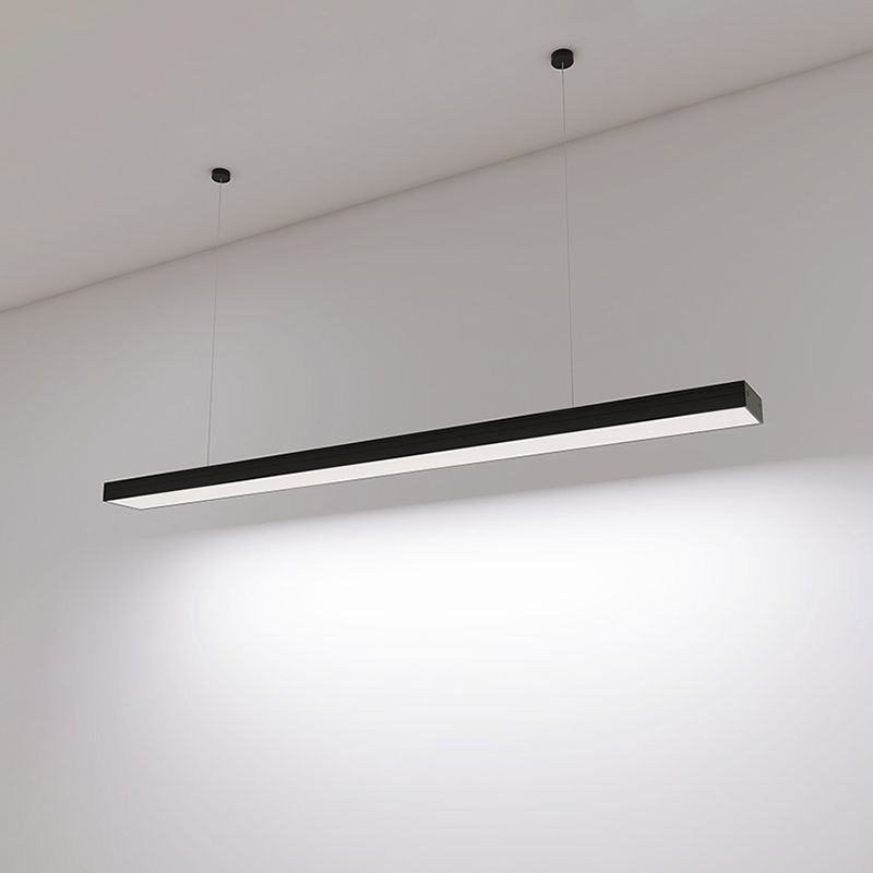 Lámpara de iluminación de la isla de aluminio negro lámpara colgante moderna de 1 luces con sombra de plástico