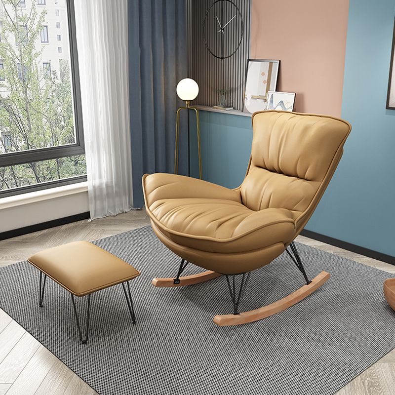 Contemporary Rocker Upholstered Tufted Cushions with Dark legs Glider