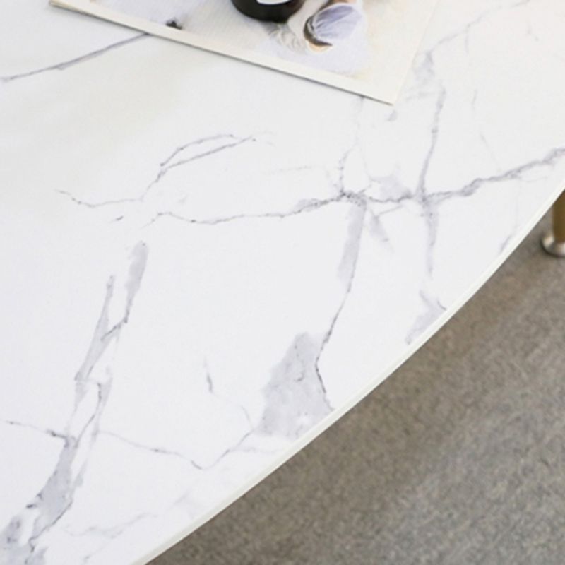 Oval Faux Marble Coffee Table 1 Single 4 Legs Cocktail Table