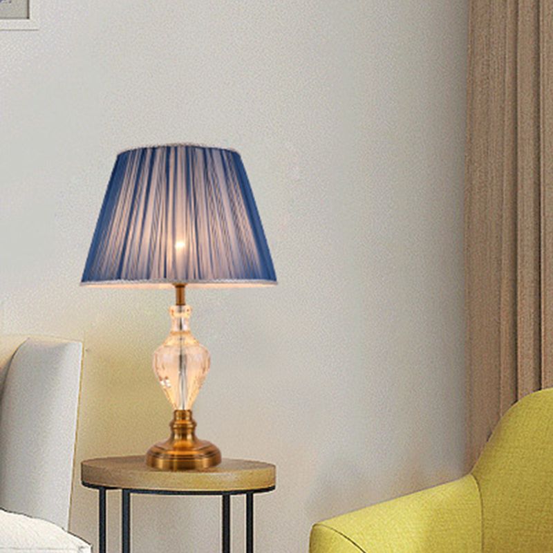 1 Glühbirnen -Esszimmerkristalltisch -Lampe moderne blaue Tischlicht mit ausgestattetem Stofffarbe