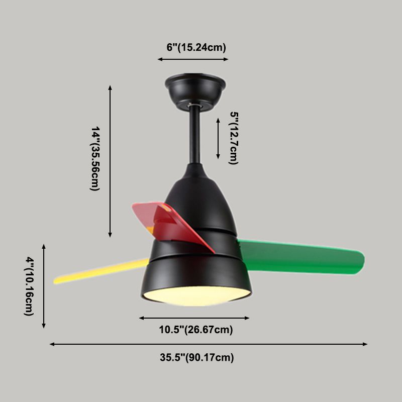 Nordique Conical suspension ventilateur clair acrylique de nuance LED Semi Flush Mount lampe