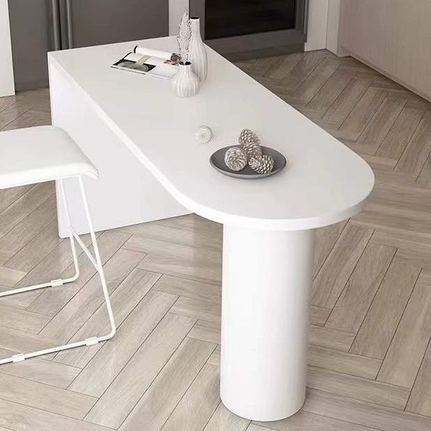 Industrial White Iron Bar Table Wood Specialty Top 41.3"H Bistro Table